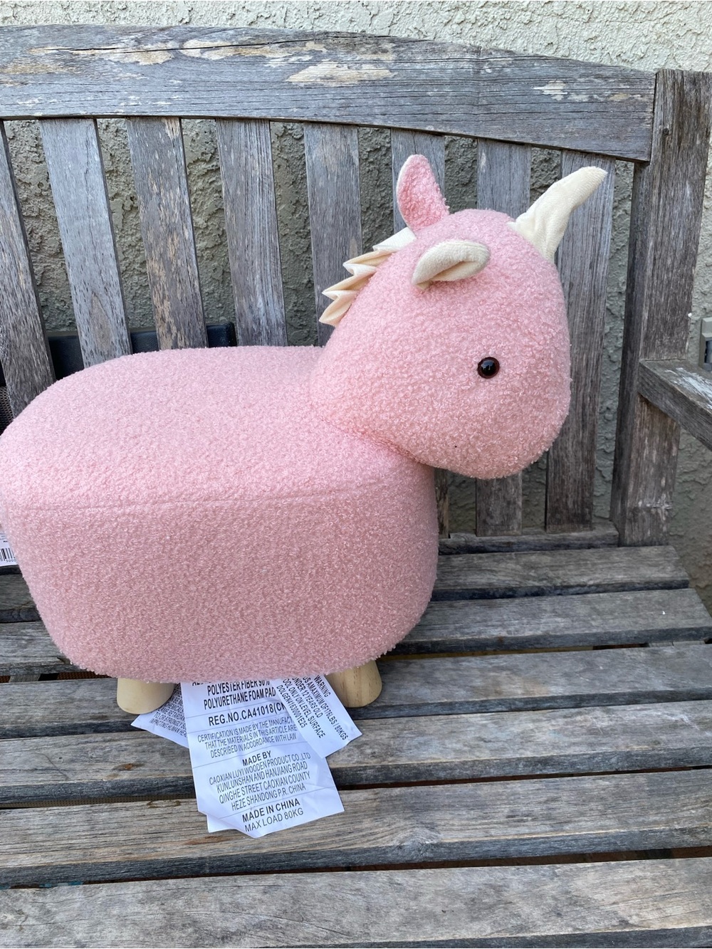 Pink Unicorn Kids Stool - Plush Upholstered Footrest kids room decor home